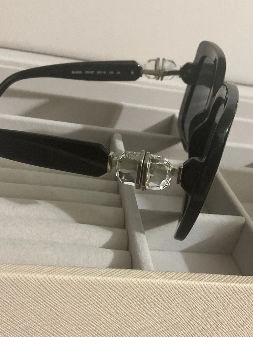 Swarovski Black Square Women's Sunglasses with Silver Accents